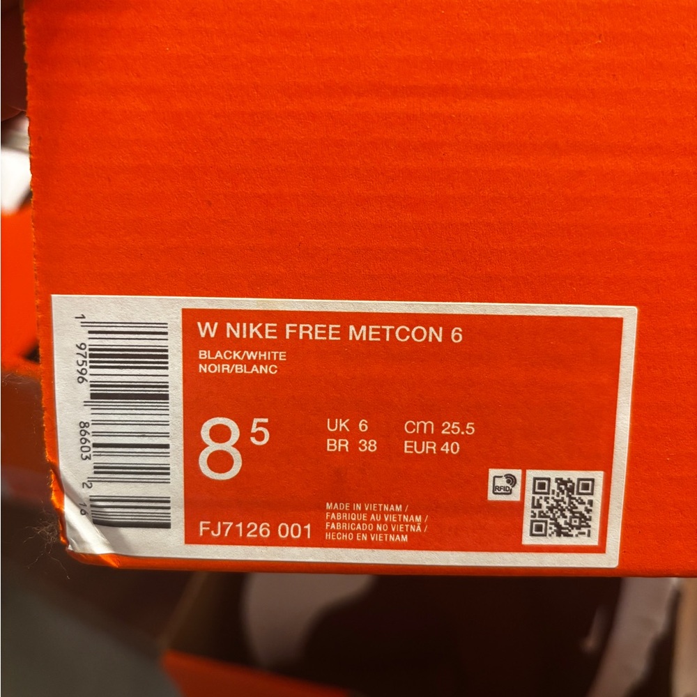 Nike Free Metcon 6 Black White Women's Running Shoe FJ7126-001 NO LID - Picture 9 of 12